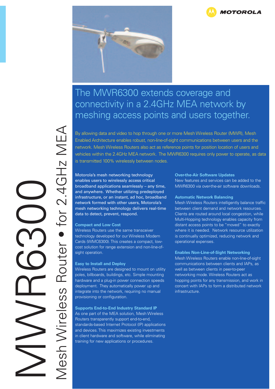 Motorola MeshWirelessRouterfor2.4GHzMEA MWR6300 User Manual | 2 pages