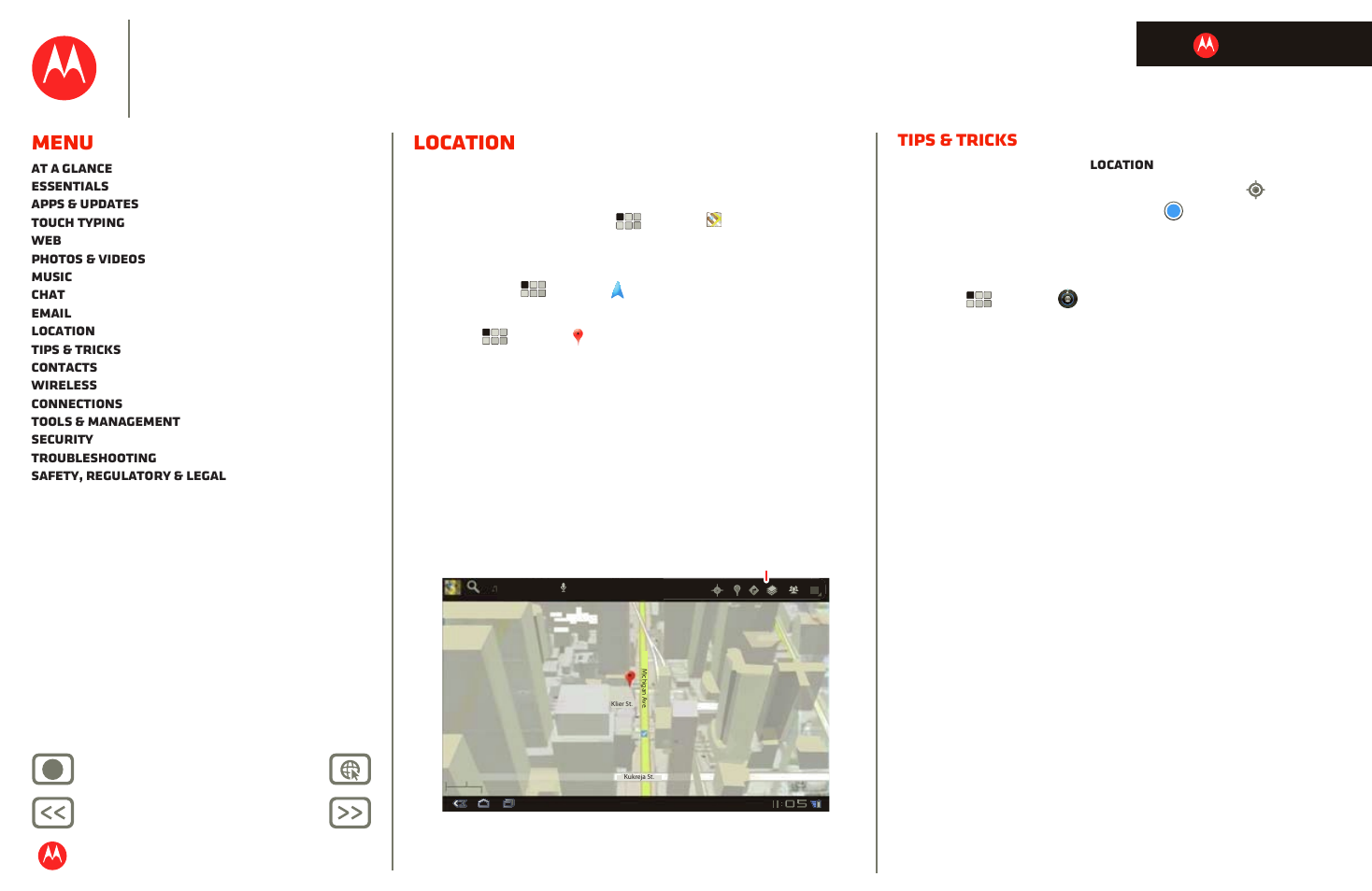 Location, Next, Motorola xoom | Menu, Tips & tricks | Motorola XOOM User Manual | Page 16 / 57