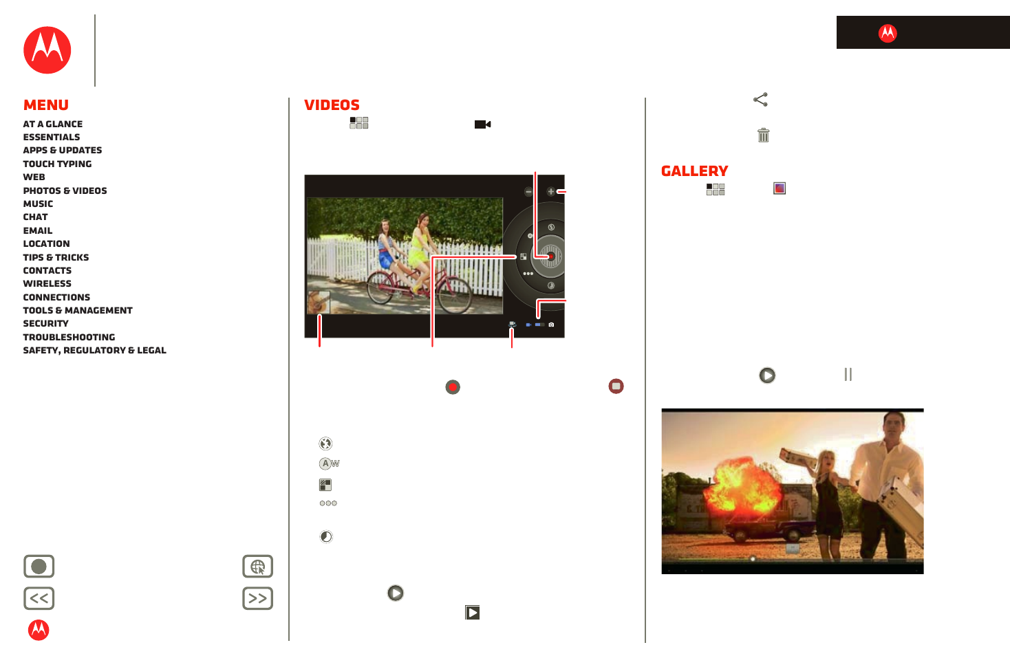 Videos, Gallery, Next | Motorola xoom, Menu | Motorola XOOM User Manual | Page 29 / 57