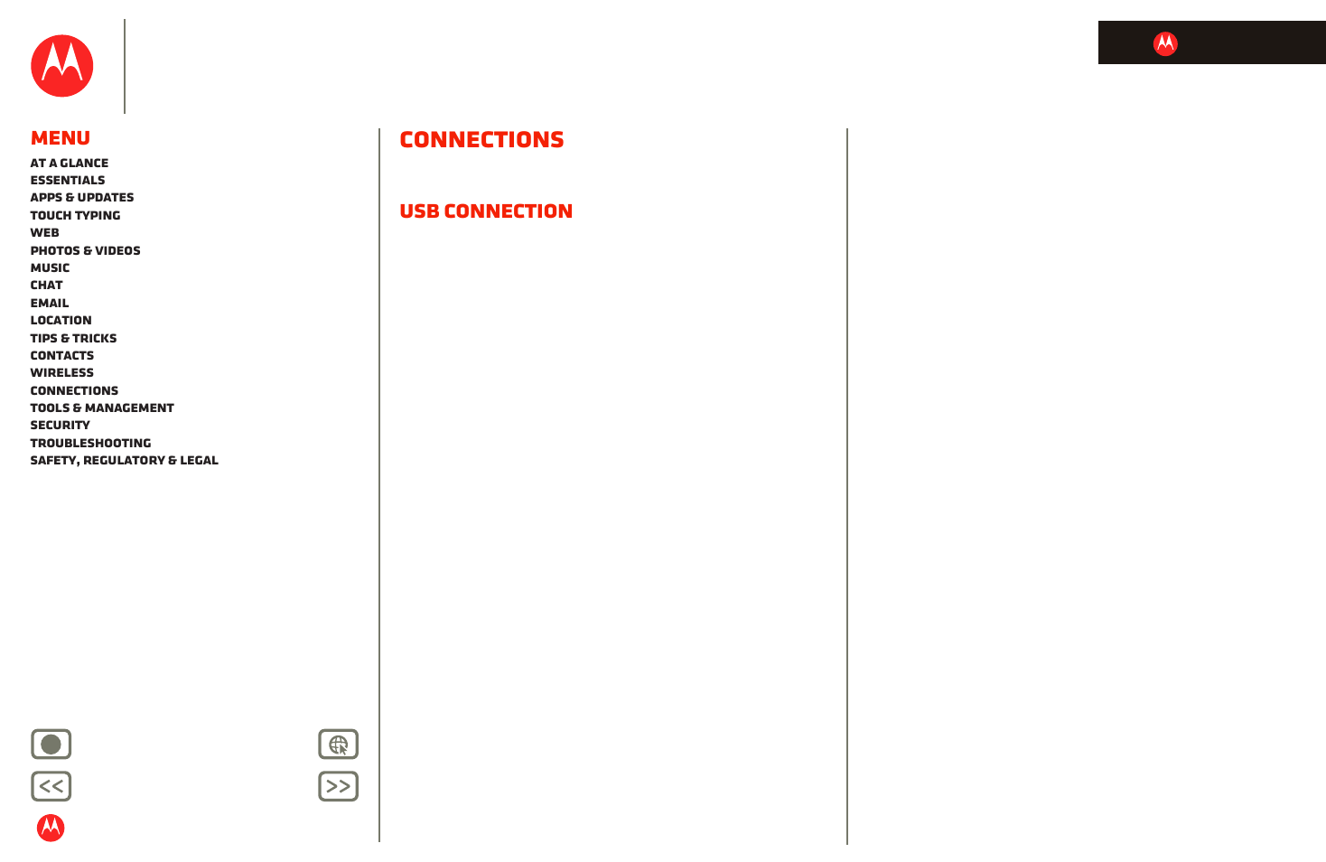 Connections, Usb connection, Usb connection ”) | Next, Motorola xoom, Menu | Motorola XOOM User Manual | Page 43 / 57