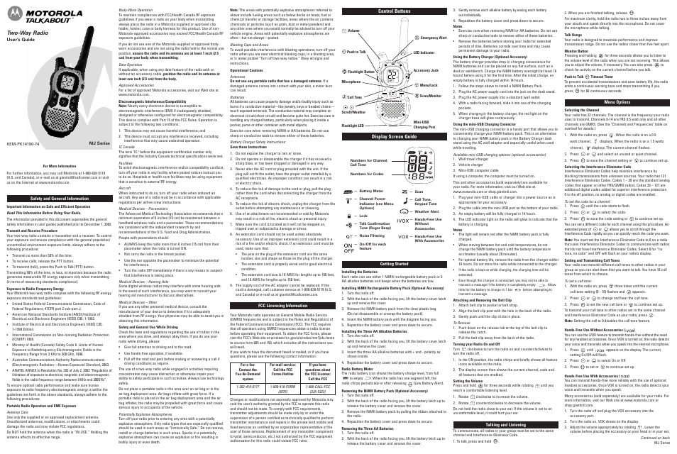 Motorola KEM-PK14190-74 User Manual | 2 pages