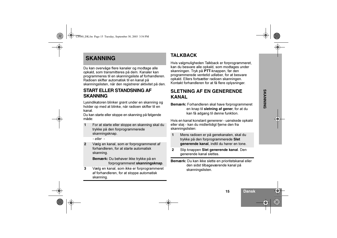 Skanning | Motorola CP040 User Manual | Page 113 / 292