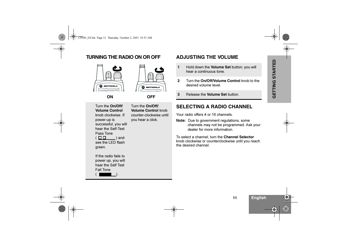 Motorola CP040 User Manual | Page 13 / 292