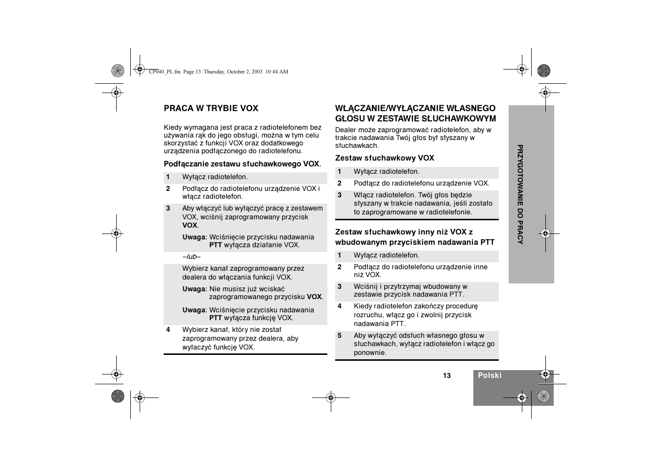 Motorola CP040 User Manual | Page 239 / 292