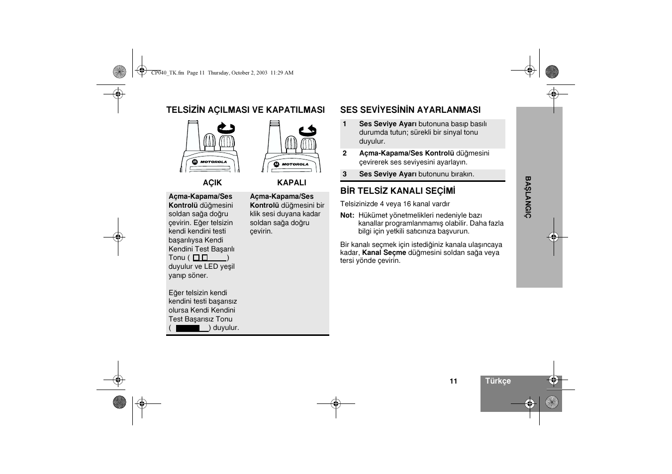 Motorola CP040 User Manual | Page 269 / 292