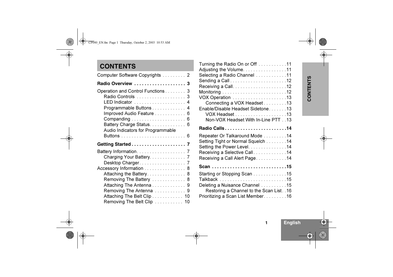 Motorola CP040 User Manual | Page 3 / 292