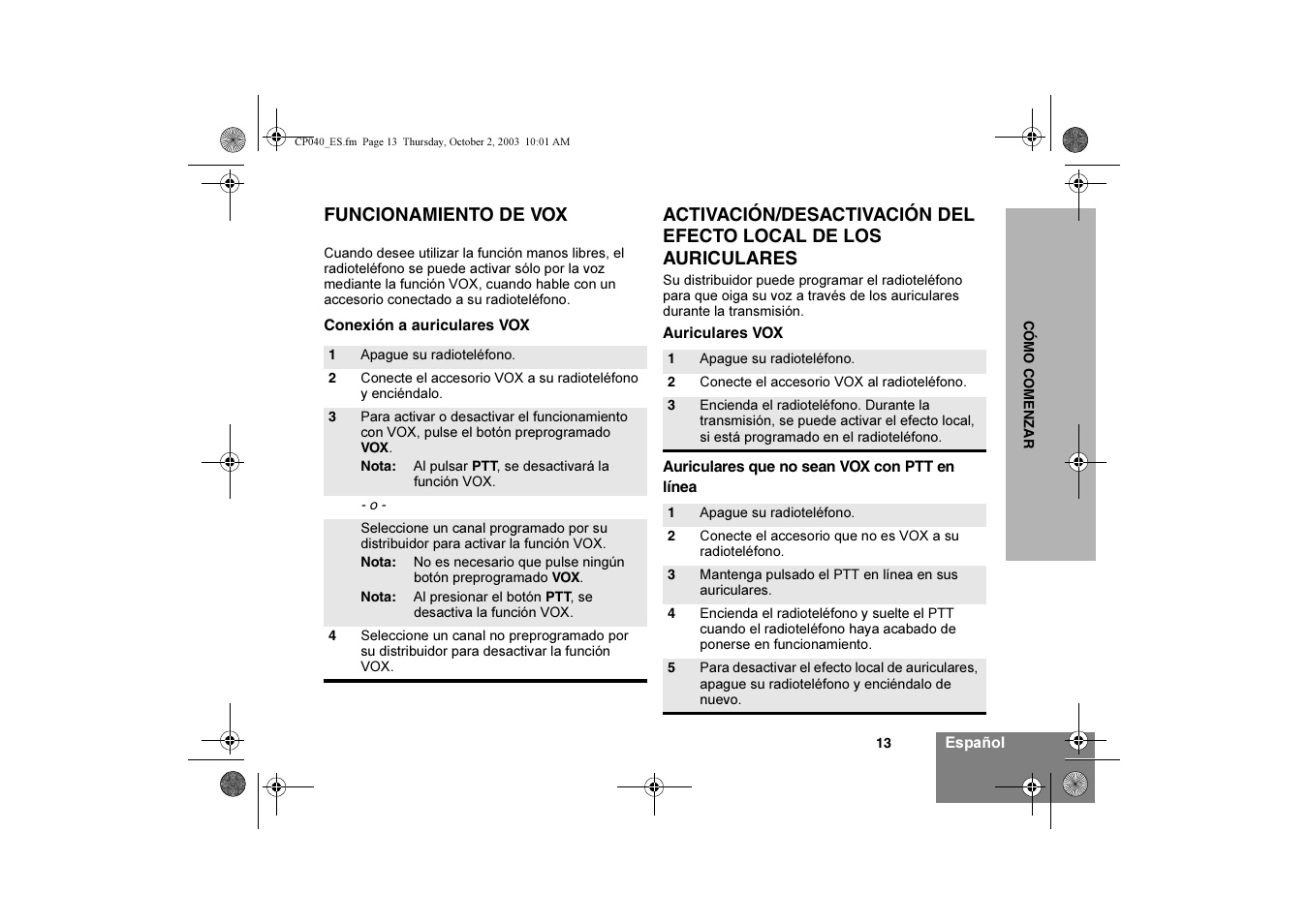 Motorola CP040 User Manual | Page 63 / 292