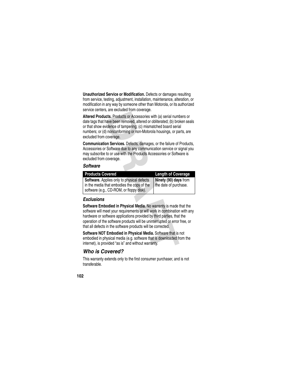 Dra f t | Motorola V600 GSM R3.6 User Manual | Page 103 / 121