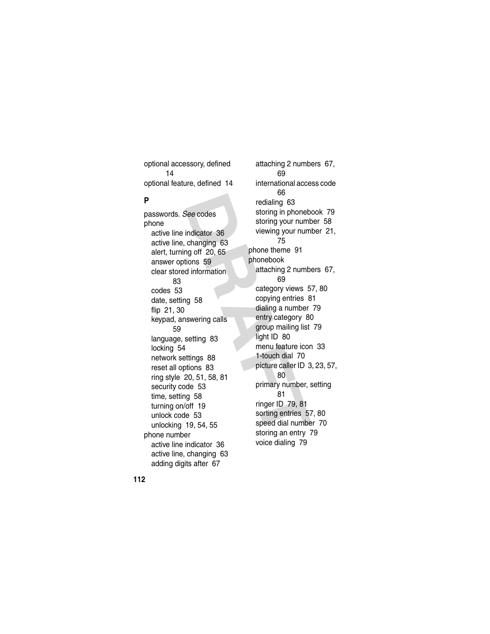 Dra f t | Motorola V600 GSM R3.6 User Manual | Page 113 / 121