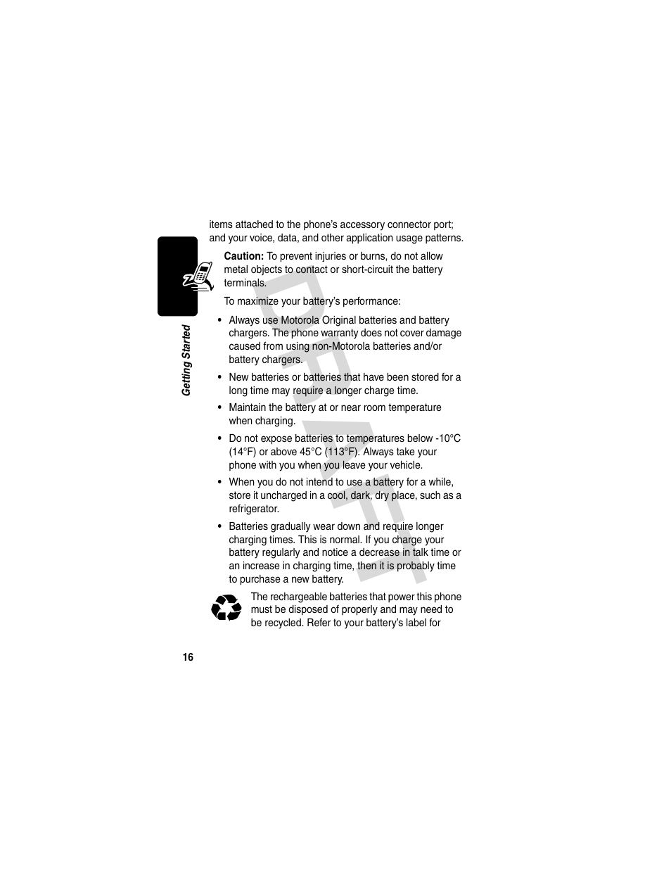 Dra f t | Motorola V600 GSM R3.6 User Manual | Page 17 / 121