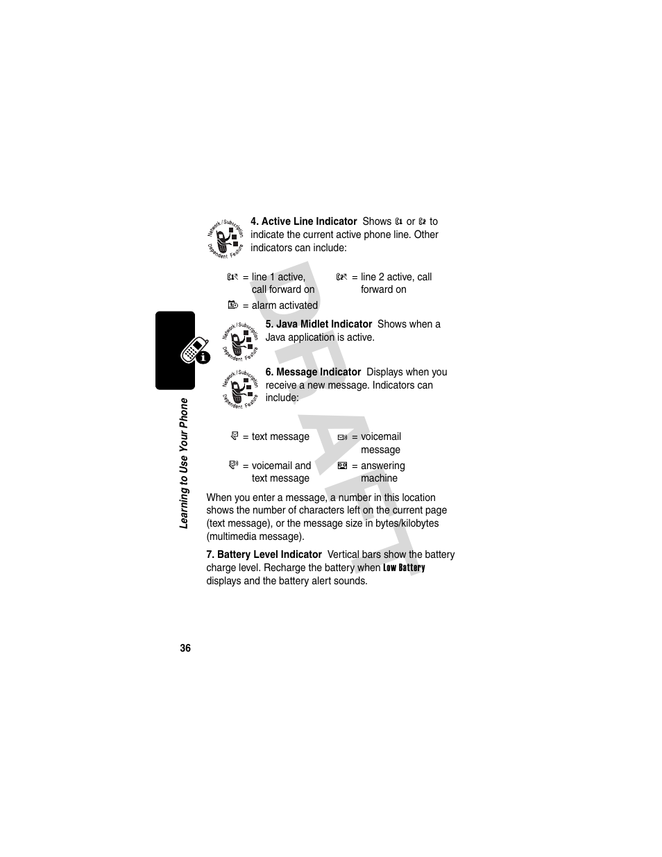 Dra f t | Motorola V600 GSM R3.6 User Manual | Page 37 / 121