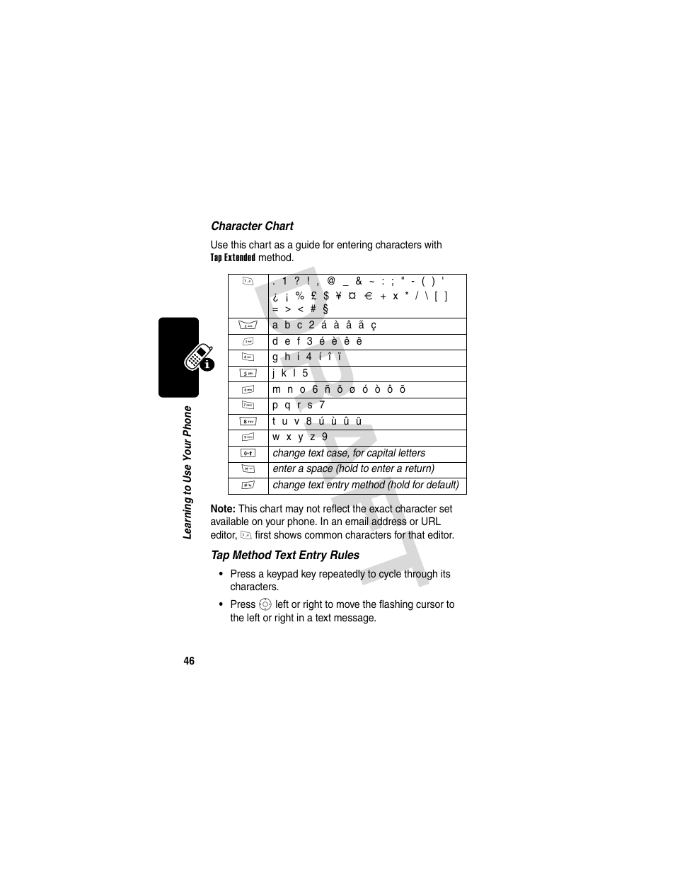 Dra f t | Motorola V600 GSM R3.6 User Manual | Page 47 / 121