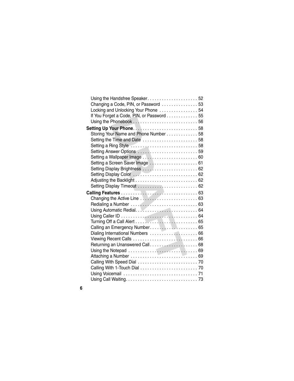 Dra f t | Motorola V600 GSM R3.6 User Manual | Page 7 / 121
