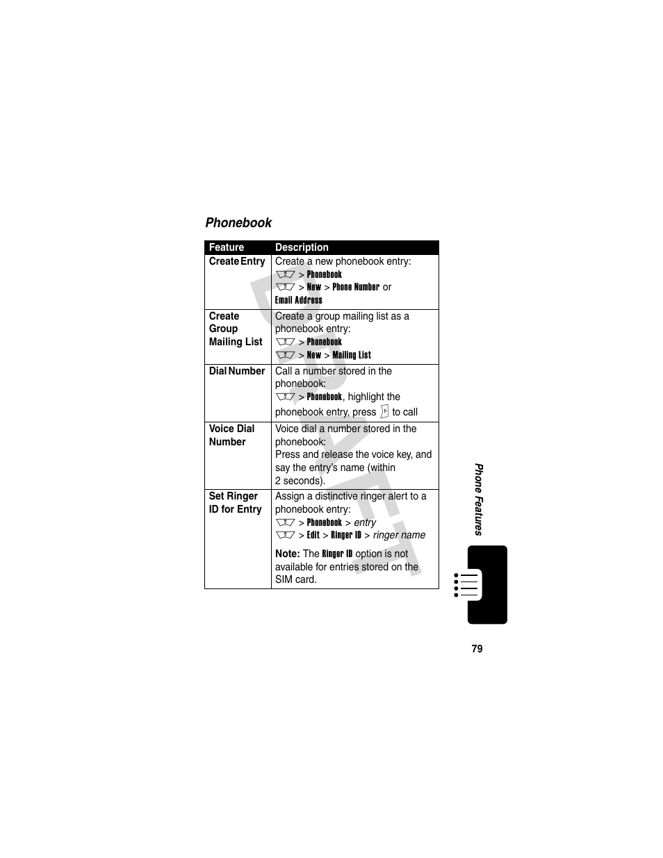 Dra f t | Motorola V600 GSM R3.6 User Manual | Page 80 / 121