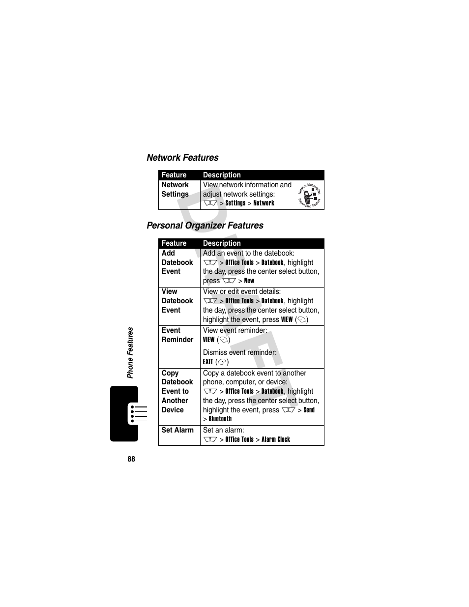 Dra f t | Motorola V600 GSM R3.6 User Manual | Page 89 / 121