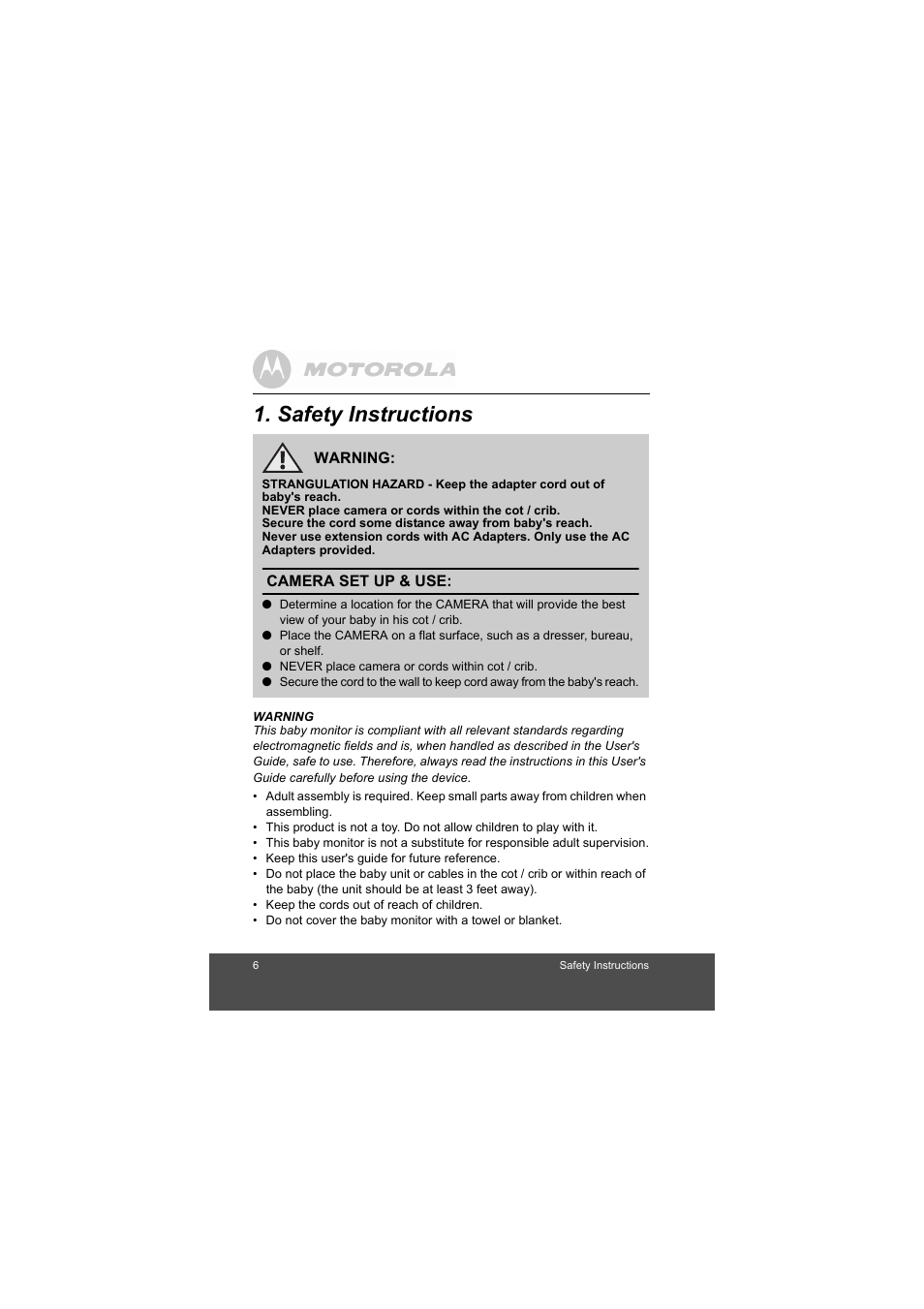 Safety instructions | Motorola MBP33 User Manual | Page 6 / 28