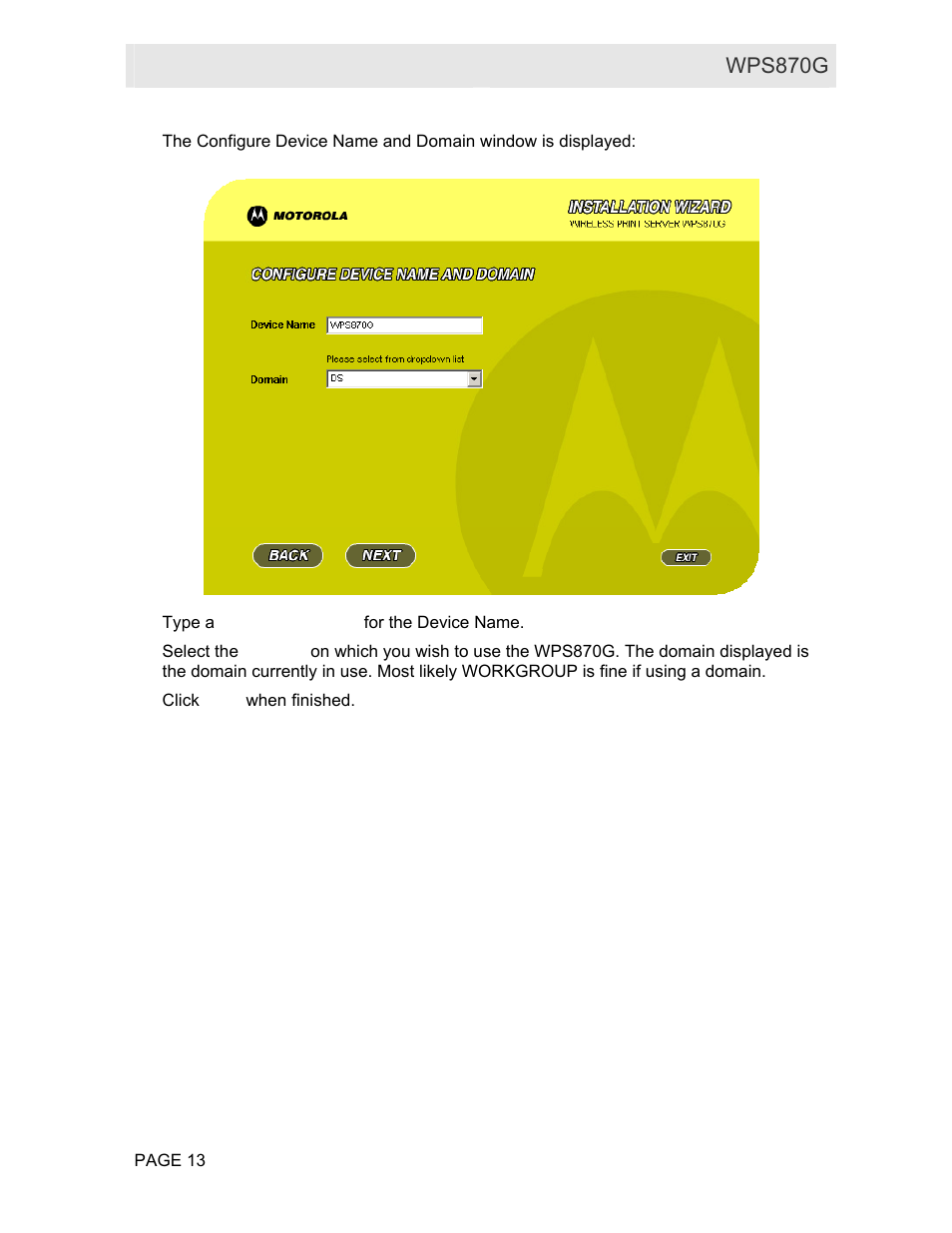 Motorola WPS870G User Manual | Page 20 / 115