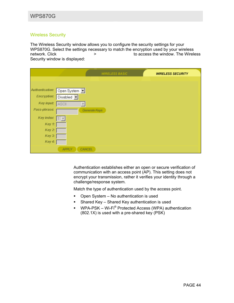 Wireless security, Wps870g user guide | Motorola WPS870G User Manual | Page 51 / 115