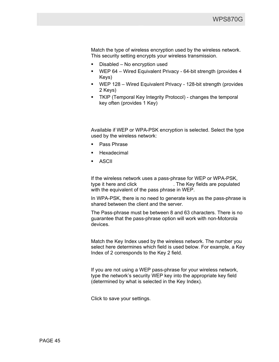 User guide wps870g | Motorola WPS870G User Manual | Page 52 / 115