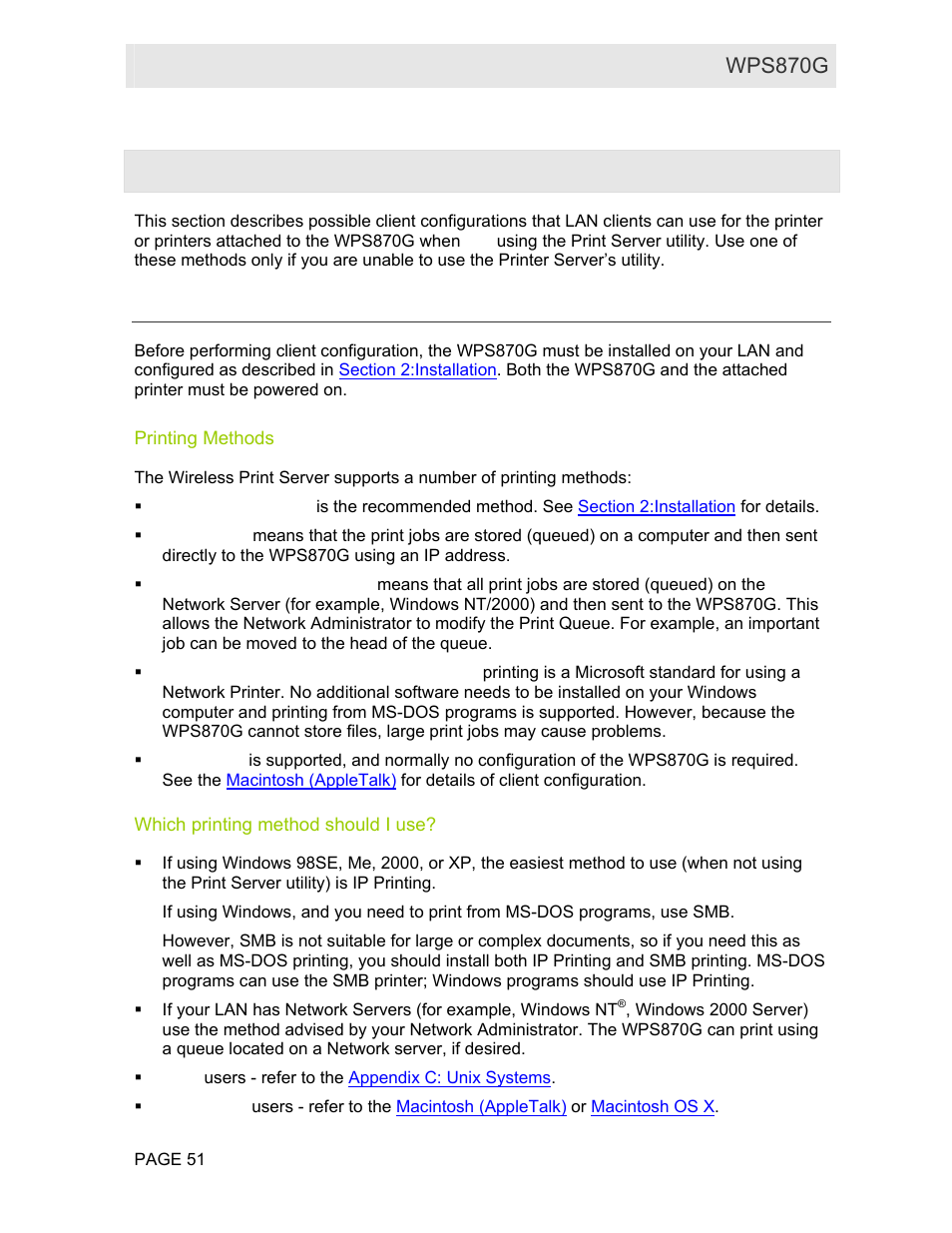 Overview, Printing methods, Which printing method should i use | User guide wps870g | Motorola WPS870G User Manual | Page 58 / 115