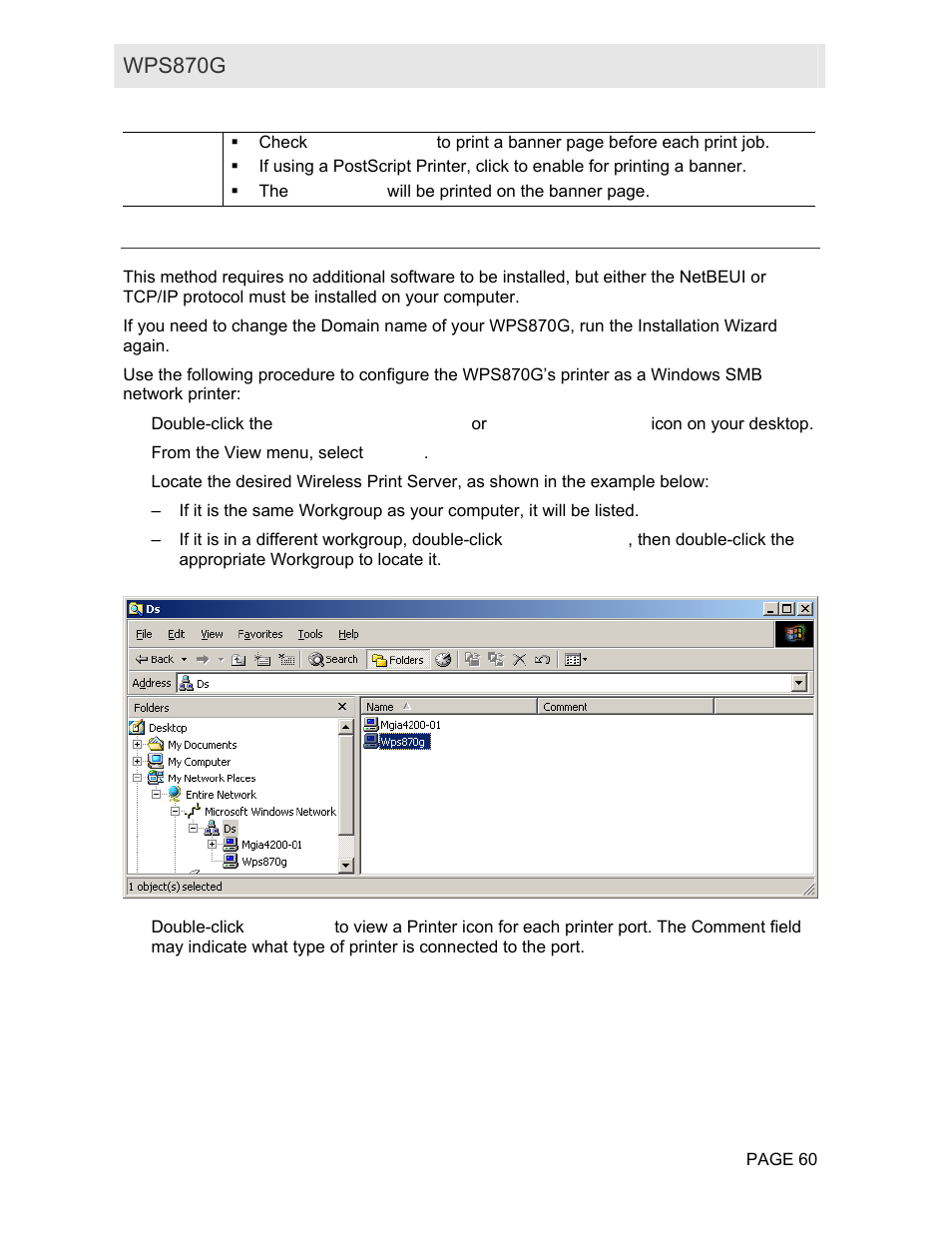 Windows smb printing, Wps870g user guide | Motorola WPS870G User Manual | Page 67 / 115