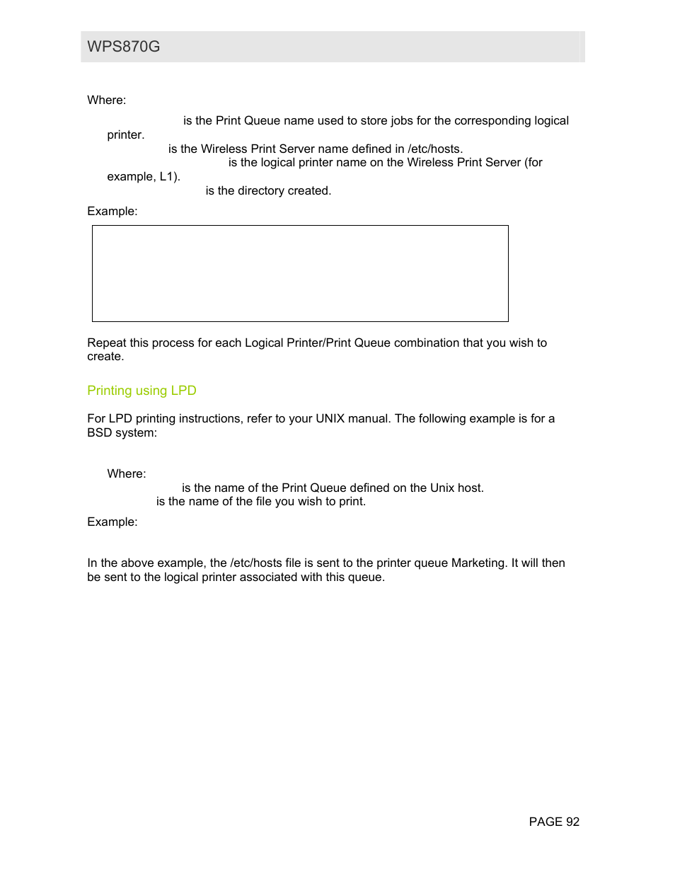 Printing using lpd, Wps870g user guide | Motorola WPS870G User Manual | Page 99 / 115