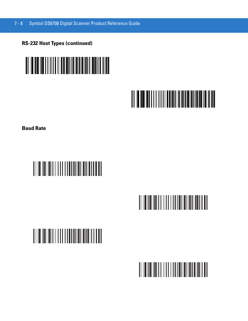 Baud rate, Baud rate -8, Rs-232 host types (continued) baud rate | Motorola DIGITAL DS6708 User Manual | Page 106 / 458