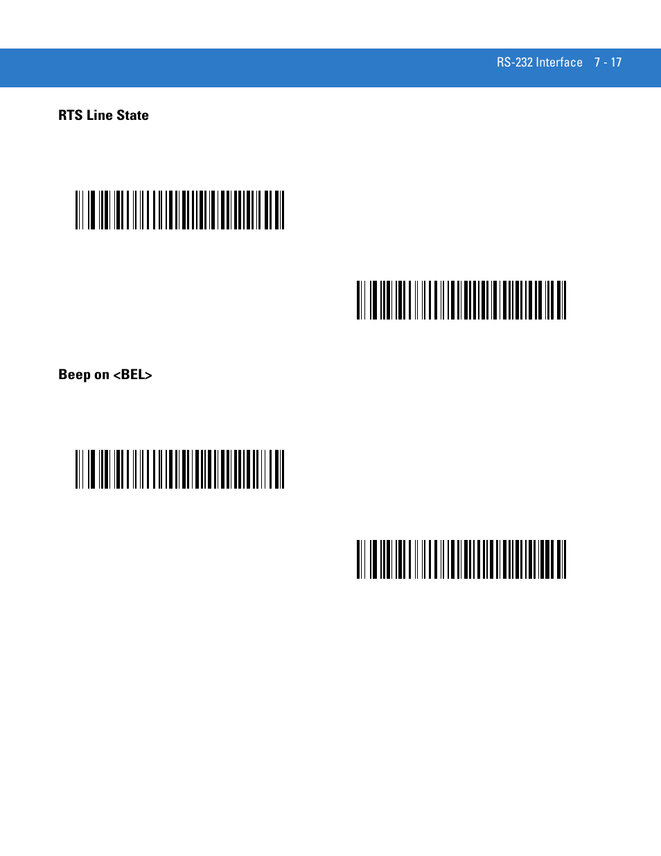 Rts line state, Beep on <bel, Rts line state -17 beep on <bel> -17 | Motorola DIGITAL DS6708 User Manual | Page 115 / 458