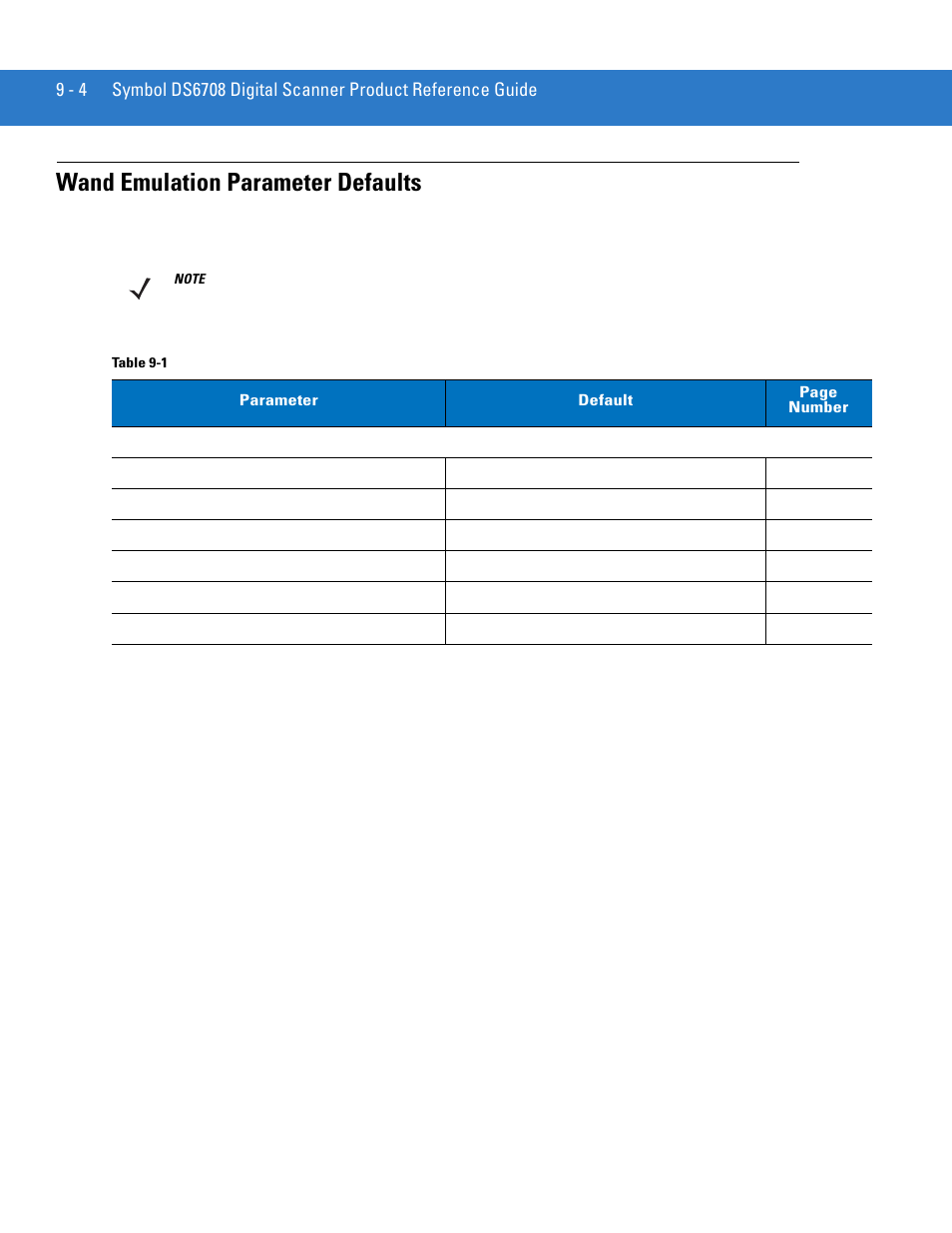 Wand emulation parameter defaults, Wand emulation parameter defaults -4 | Motorola DIGITAL DS6708 User Manual | Page 132 / 458