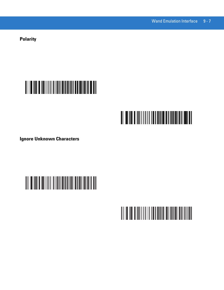 Polarity, Ignore unknown characters, Polarity -7 ignore unknown characters -7 | Motorola DIGITAL DS6708 User Manual | Page 135 / 458