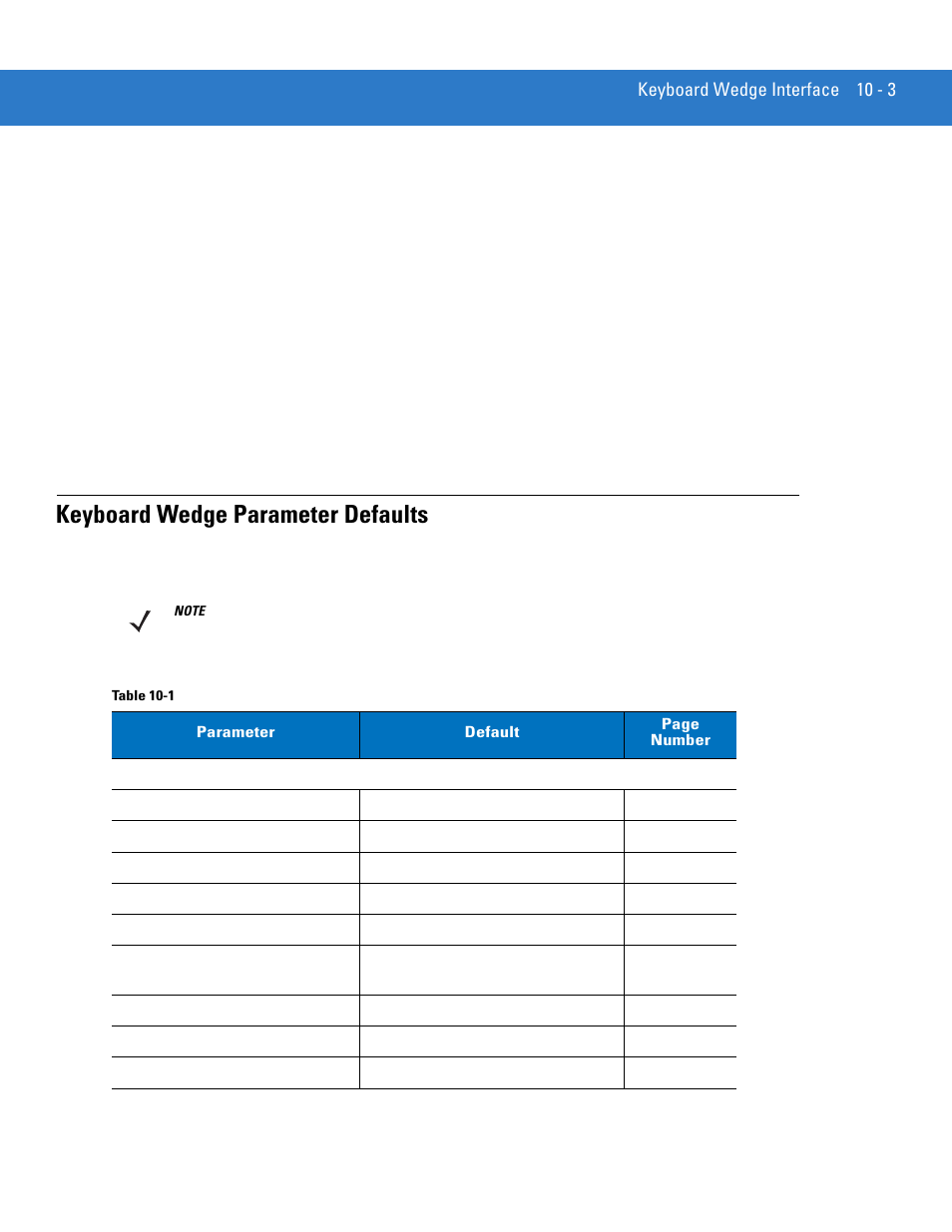 Keyboard wedge parameter defaults, Keyboard wedge parameter defaults -3 | Motorola DIGITAL DS6708 User Manual | Page 141 / 458