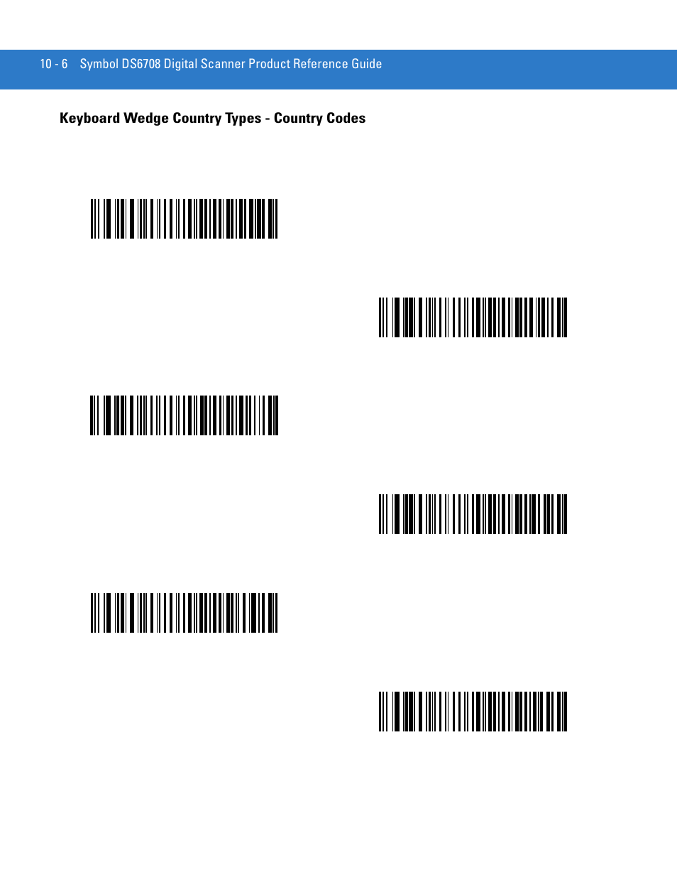 Keyboard wedge country types - country codes, Keyboard wedge country types - country codes -6 | Motorola DIGITAL DS6708 User Manual | Page 144 / 458