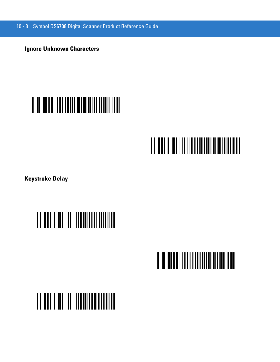 Ignore unknown characters, Keystroke delay, Ignore unknown characters -8 keystroke delay -8 | Motorola DIGITAL DS6708 User Manual | Page 146 / 458