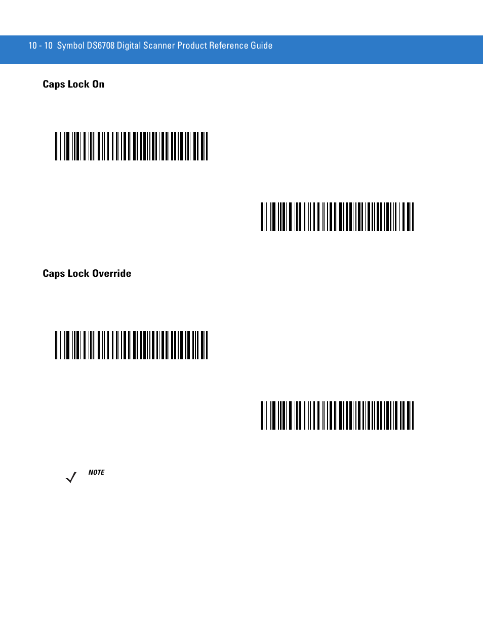 Caps lock on, Caps lock override, Caps lock on -10 caps lock override -10 | Motorola DIGITAL DS6708 User Manual | Page 148 / 458