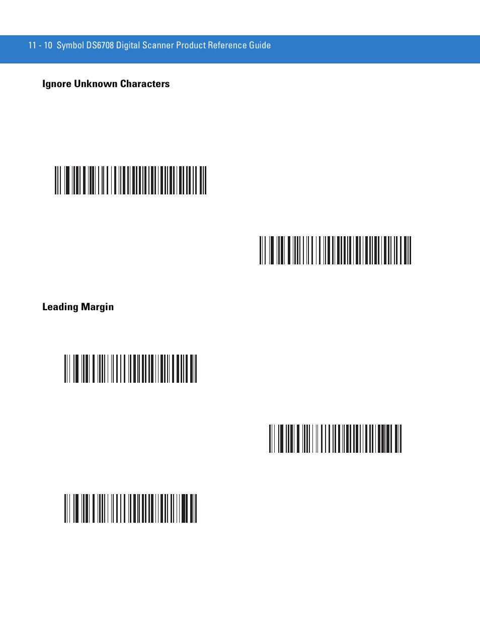 Ignore unknown characters, Leading margin, Ignore unknown characters -10 leading margin -10 | Motorola DIGITAL DS6708 User Manual | Page 172 / 458