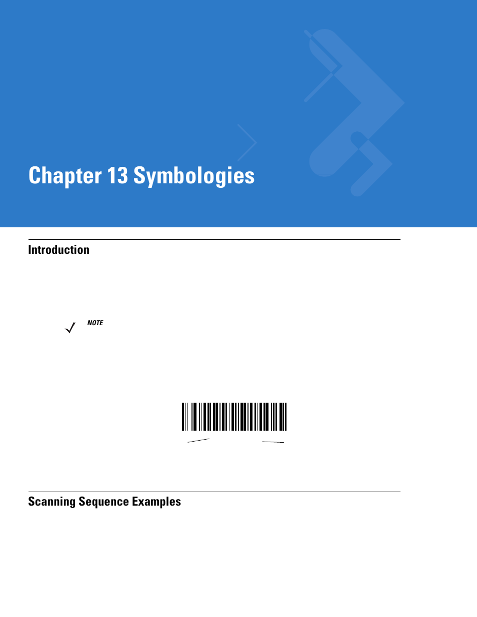 Symbologies, Introduction, Scanning sequence examples | Chapter 13: symbologies, Introduction -1 scanning sequence examples -1, Chapter 13, symbologies, Chapter 13, Chapter 13 symbologies | Motorola DIGITAL DS6708 User Manual | Page 177 / 458