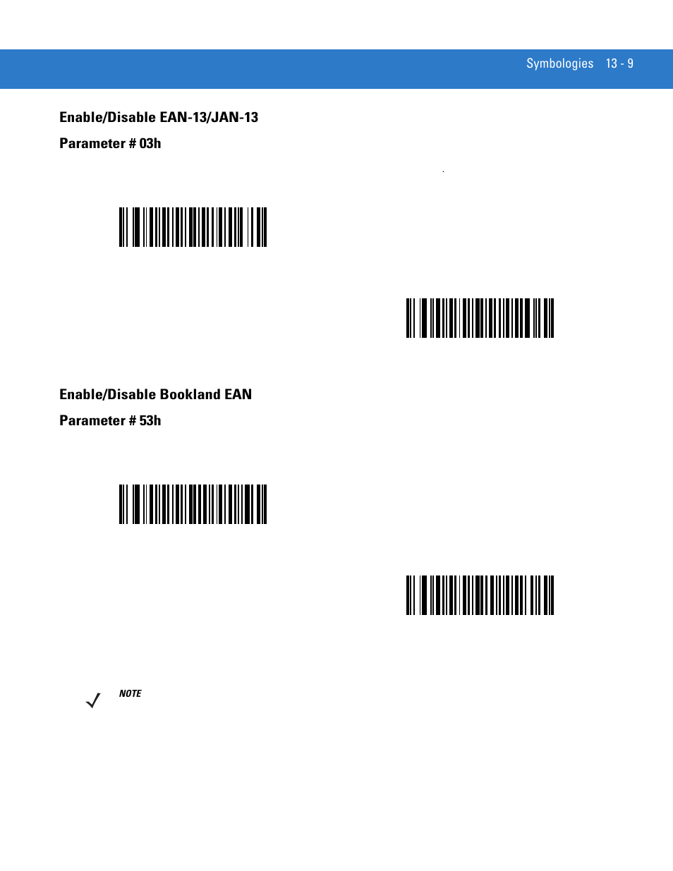 Enable/disable ean-13/jan-13, Enable/disable bookland ean, Enable/disable bookland ean parameter # 53h | Motorola DIGITAL DS6708 User Manual | Page 185 / 458