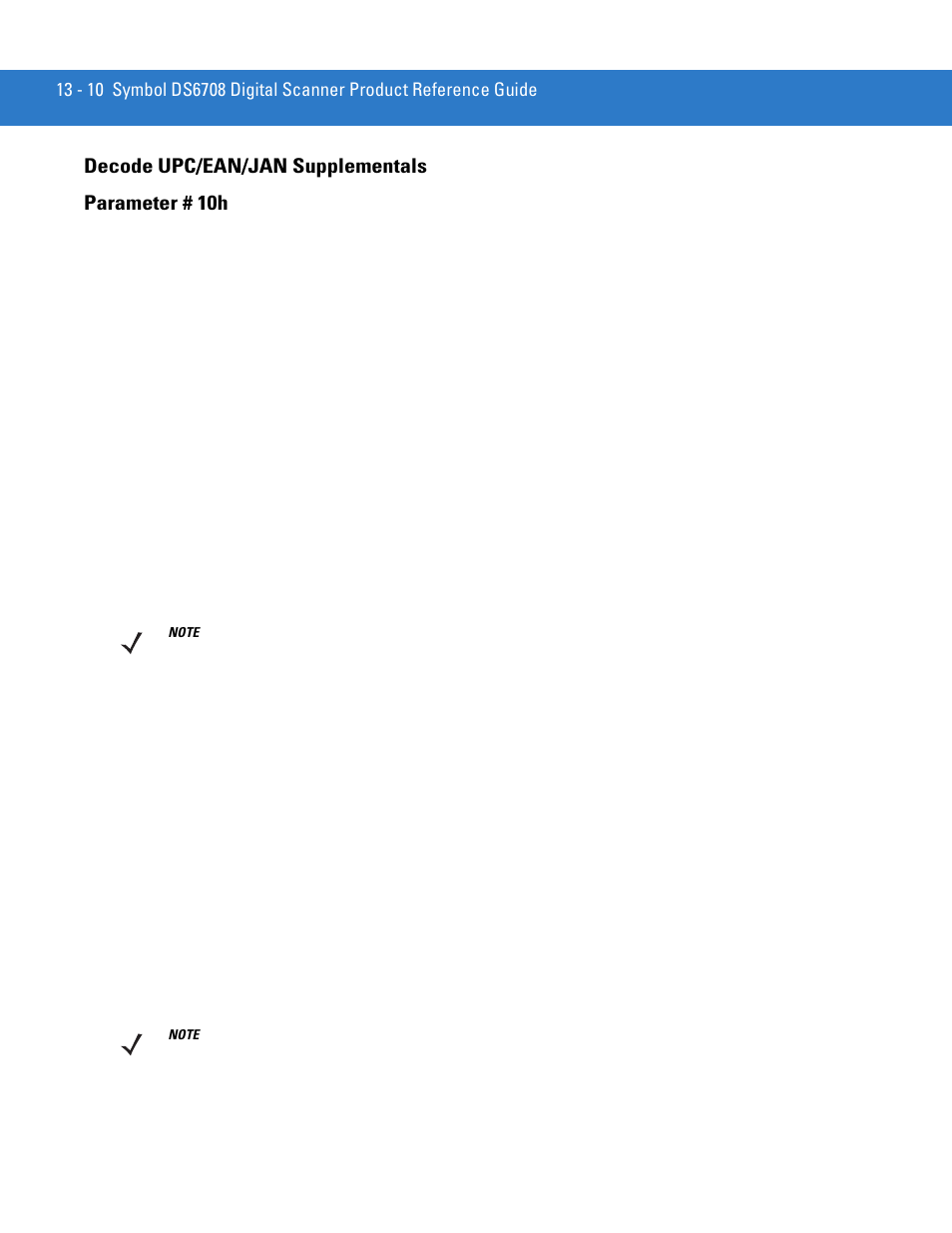 Decode upc/ean/jan supplementals, Decode upc/ean/jan supplementals -10, Decode upc/ean/jan supplementals parameter # 10h | Motorola DIGITAL DS6708 User Manual | Page 186 / 458