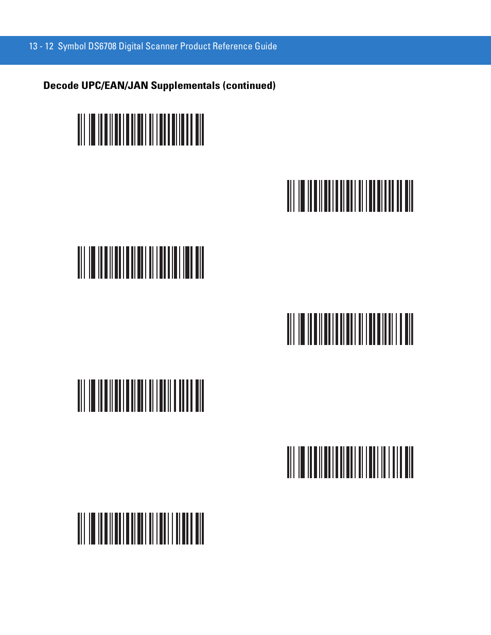 Decode upc/ean/jan supplementals (continued) | Motorola DIGITAL DS6708 User Manual | Page 188 / 458