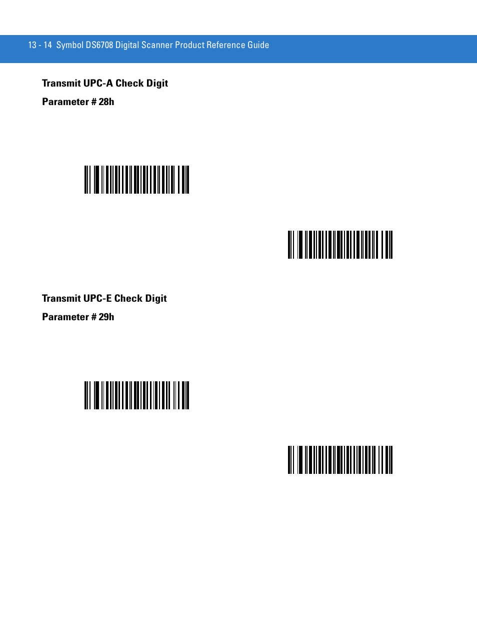 Transmit upc-a check digit, Transmit upc-e check digit, Transmit upc-a check | Motorola DIGITAL DS6708 User Manual | Page 190 / 458