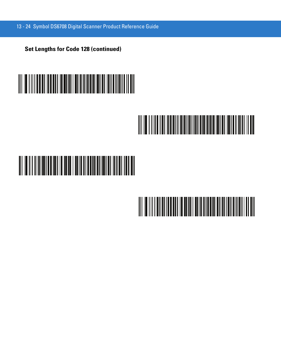 Set lengths for code 128 (continued) | Motorola DIGITAL DS6708 User Manual | Page 200 / 458