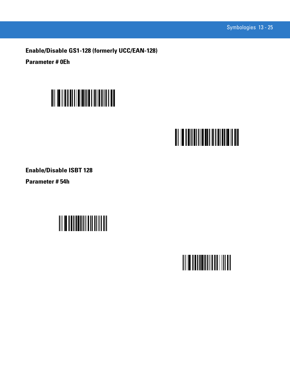 Enable/disable gs1-128 (formerly ucc/ean-128), Enable/disable isbt 128 | Motorola DIGITAL DS6708 User Manual | Page 201 / 458