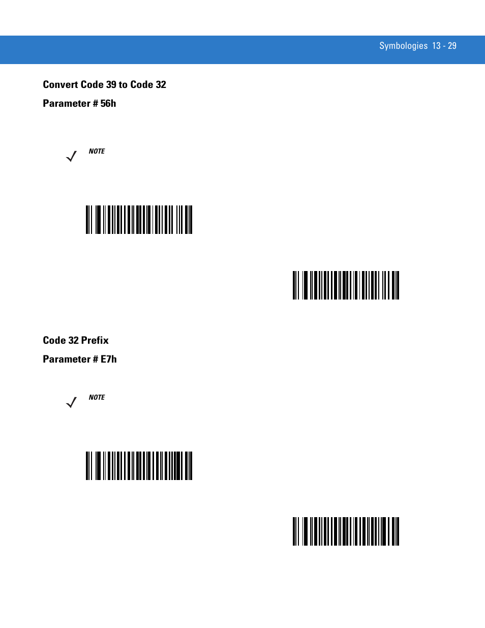 Convert code 39 to code 32, Code 32 prefix, Convert code 39 to code 32 -29 code 32 prefix -29 | Code 32 prefix parameter # e7h | Motorola DIGITAL DS6708 User Manual | Page 205 / 458