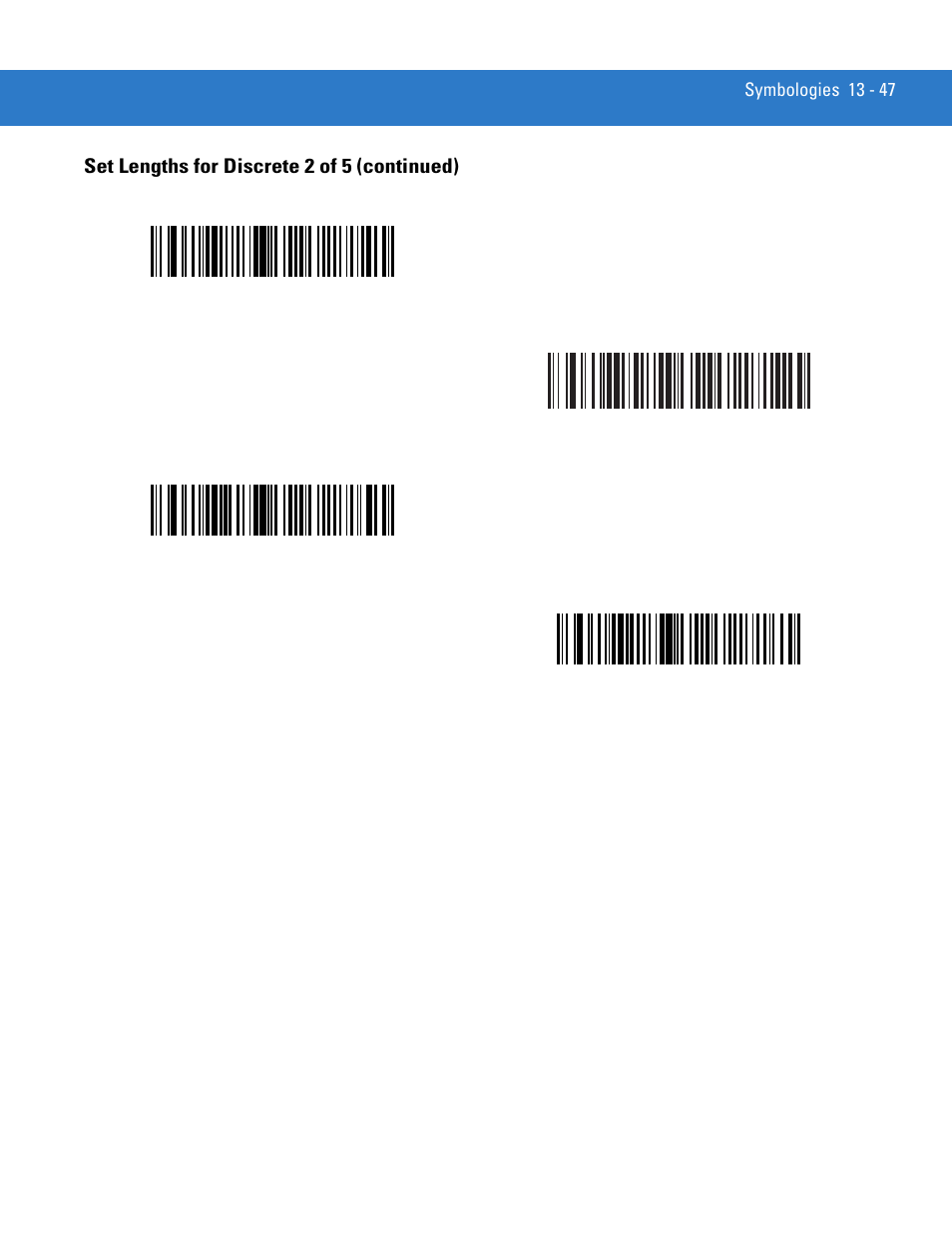 Set lengths for discrete 2 of 5 (continued) | Motorola DIGITAL DS6708 User Manual | Page 223 / 458