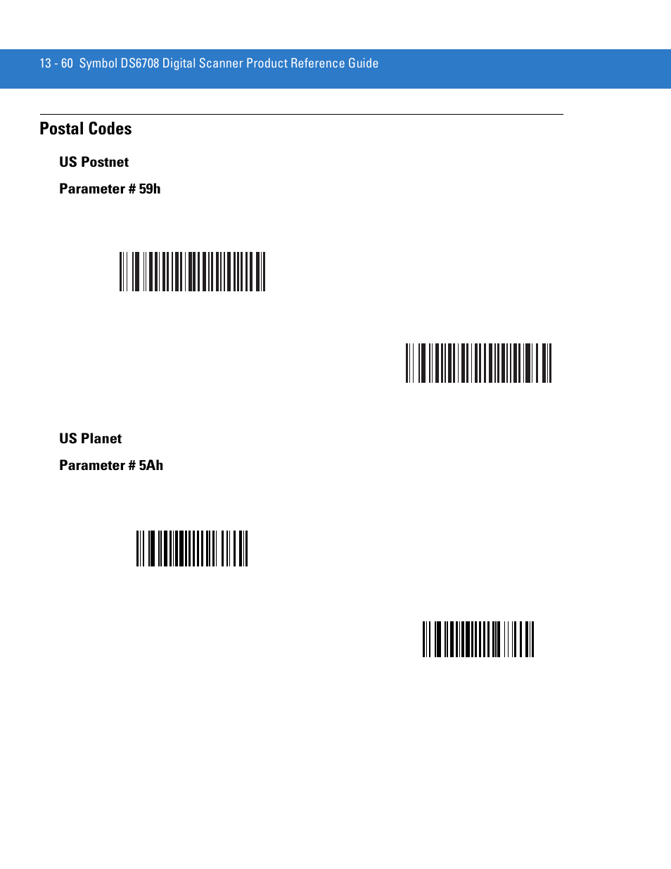 Postal codes, Us postnet, Us planet | Postal codes -60, Us postnet -60 us planet -60 | Motorola DIGITAL DS6708 User Manual | Page 236 / 458