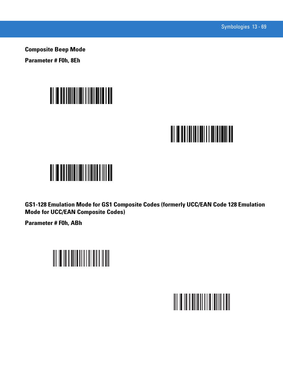 Composite beep mode, Composite beep mode parameter # f0h, 8eh | Motorola DIGITAL DS6708 User Manual | Page 245 / 458