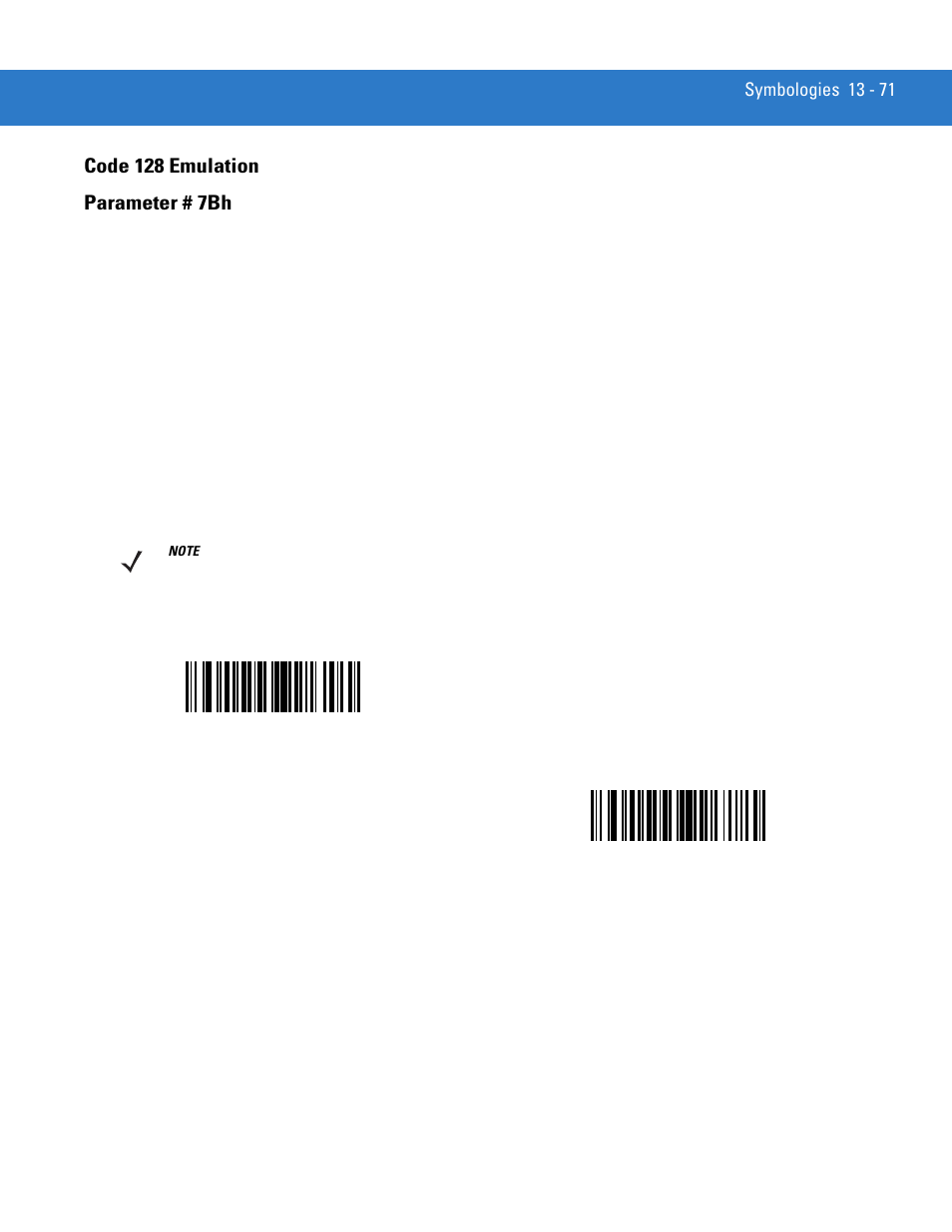 Code 128 emulation, Code 128 emulation -71, Code 128 emulation parameter # 7bh | Motorola DIGITAL DS6708 User Manual | Page 247 / 458