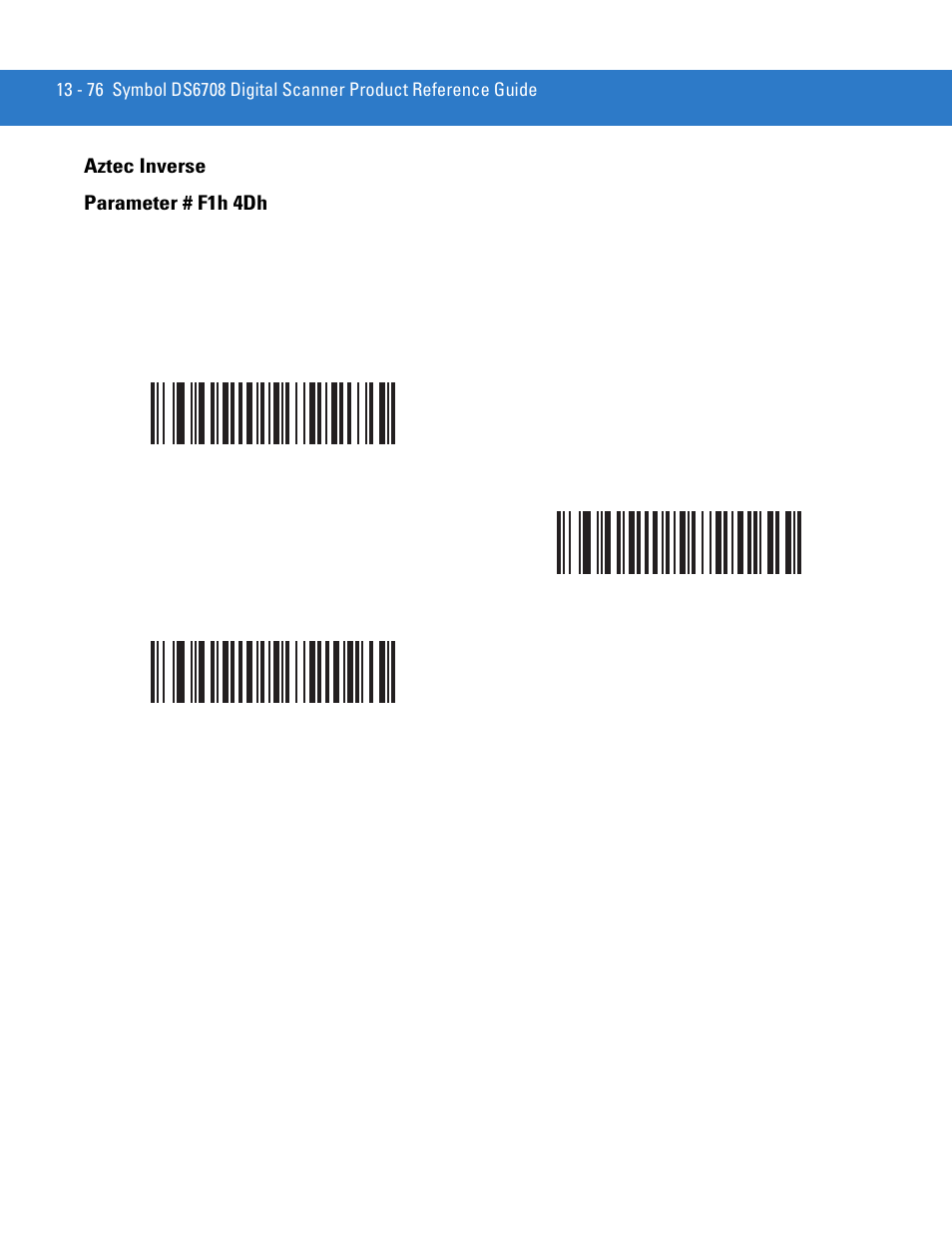 Aztec inverse, Aztec inverse -76, Aztec inverse parameter # f1h 4dh | Motorola DIGITAL DS6708 User Manual | Page 252 / 458