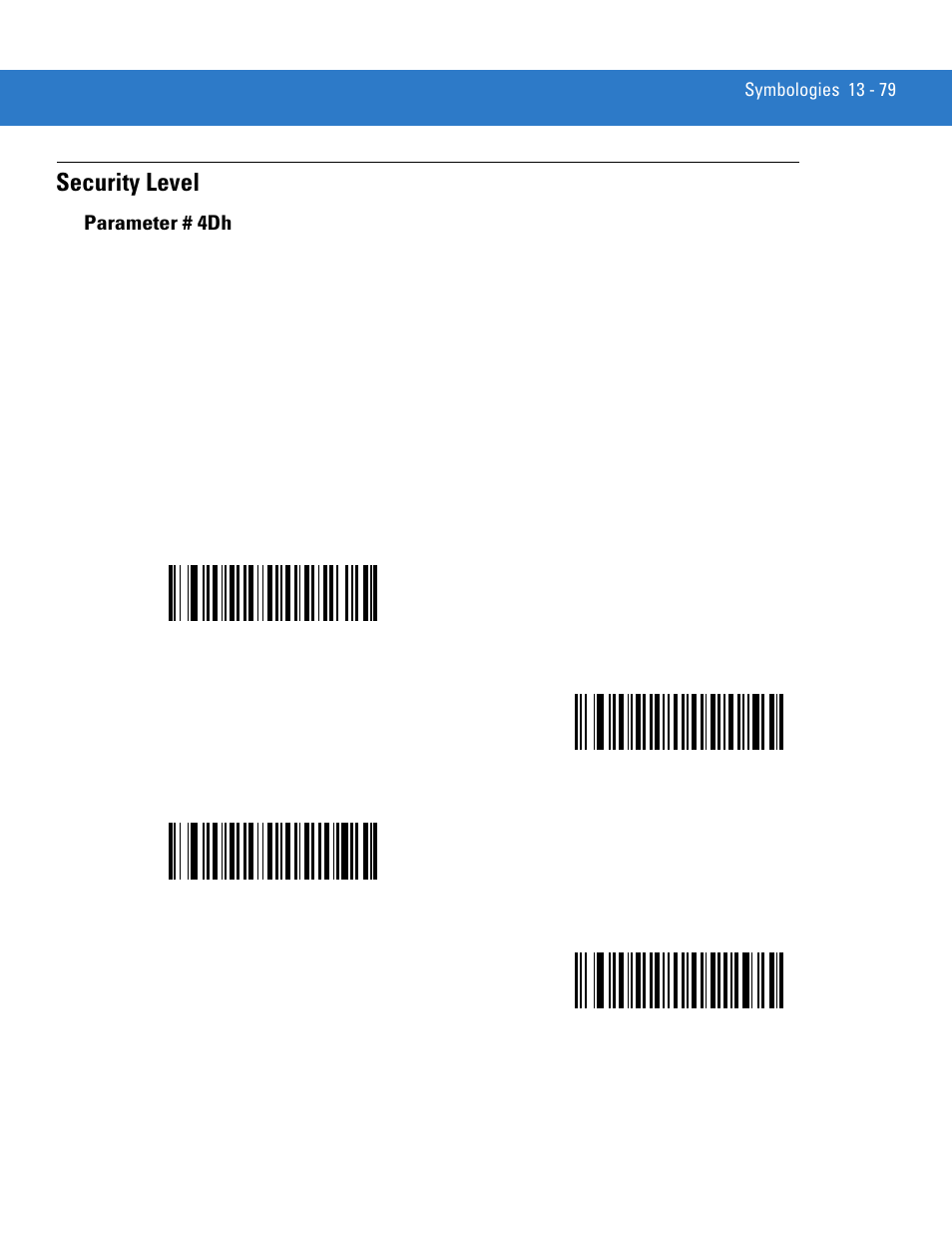 Security level, Security level -79, Parameter # 4dh | Motorola DIGITAL DS6708 User Manual | Page 255 / 458