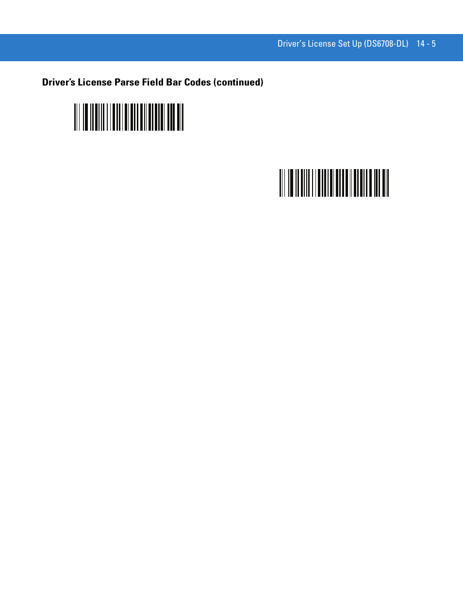 Driver’s license parse field bar codes (continued) | Motorola DIGITAL DS6708 User Manual | Page 263 / 458